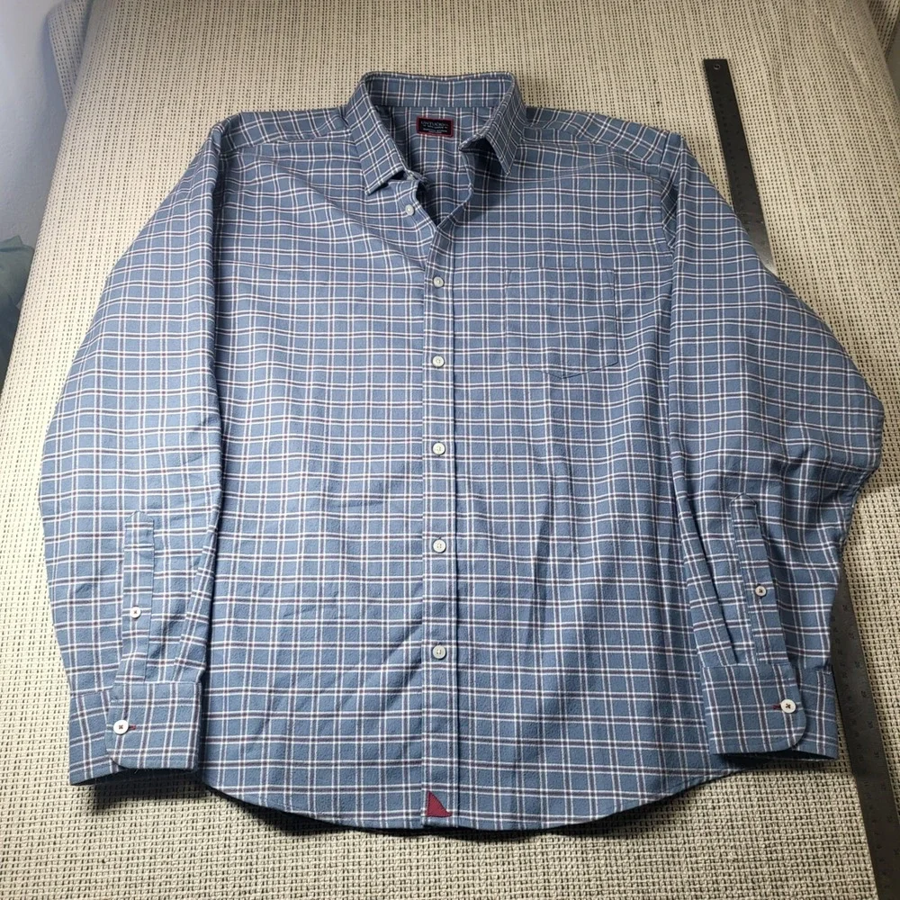 UNTUCKit Shirt Mens 3XL Blue Grid Plaid Long Sleeve Stretch Button Down Casual